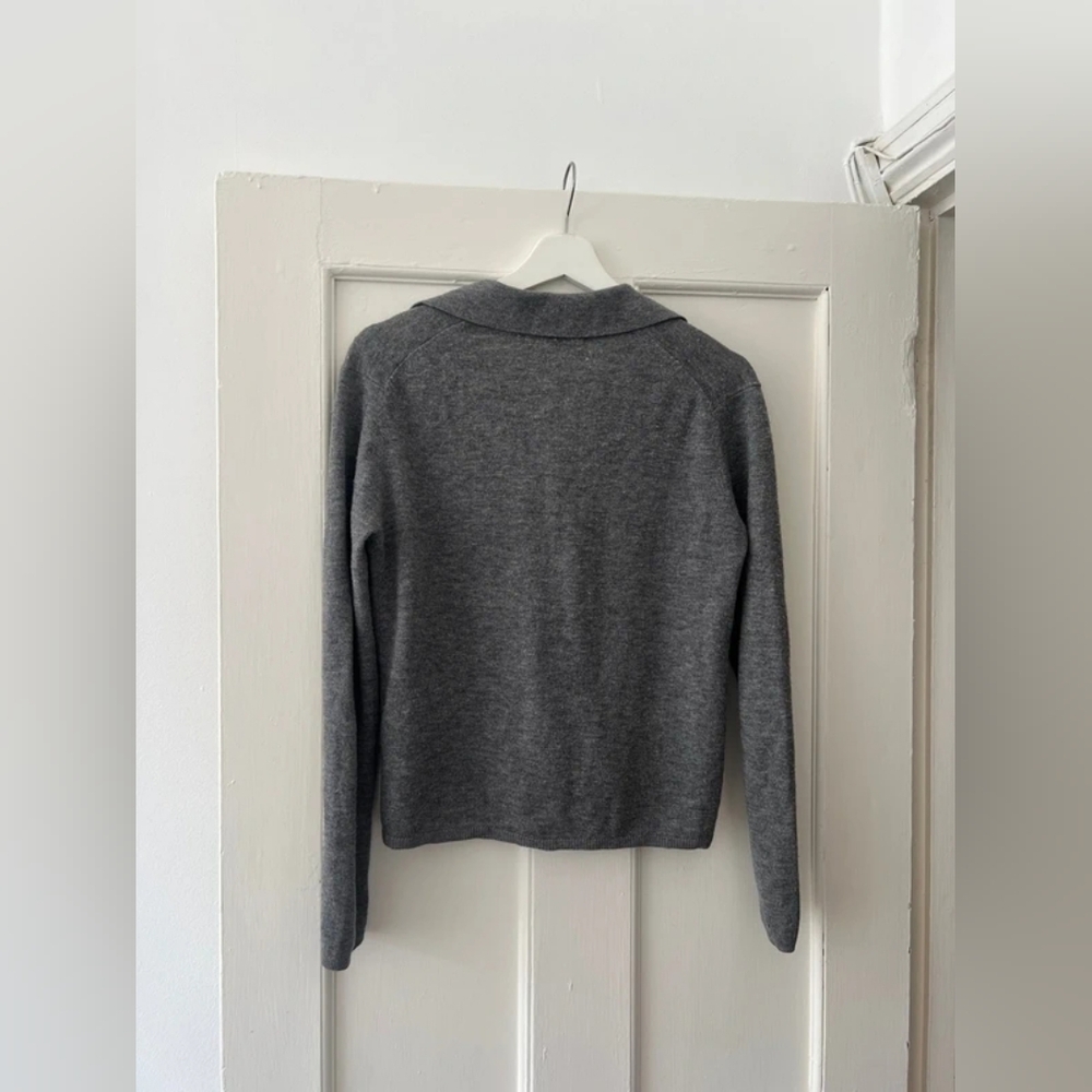 Dark Gray Button-Up Collared Sweater - image 5